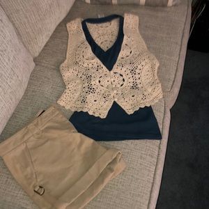 BCBG beige crochet vest. Small Very boho.